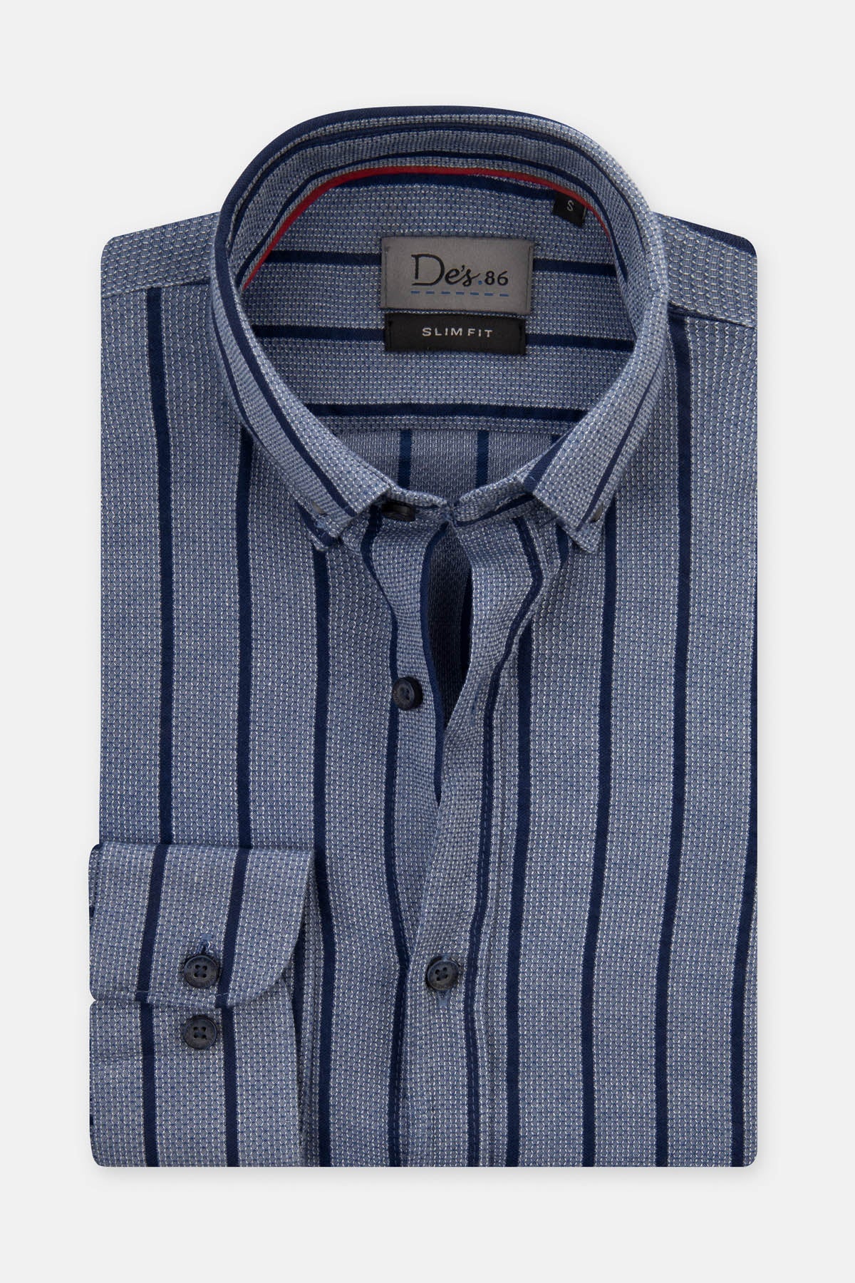 Jacquard Hexagonal Pattern Navy Shirt - 1