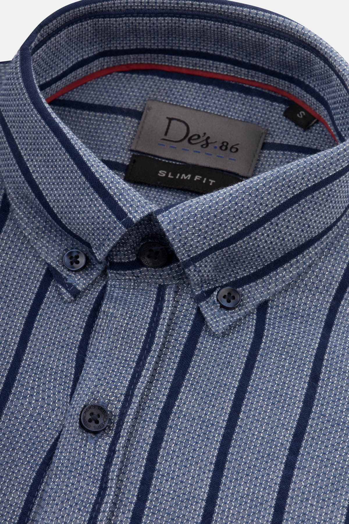 Jacquard Hexagonal Pattern Navy Shirt - 2