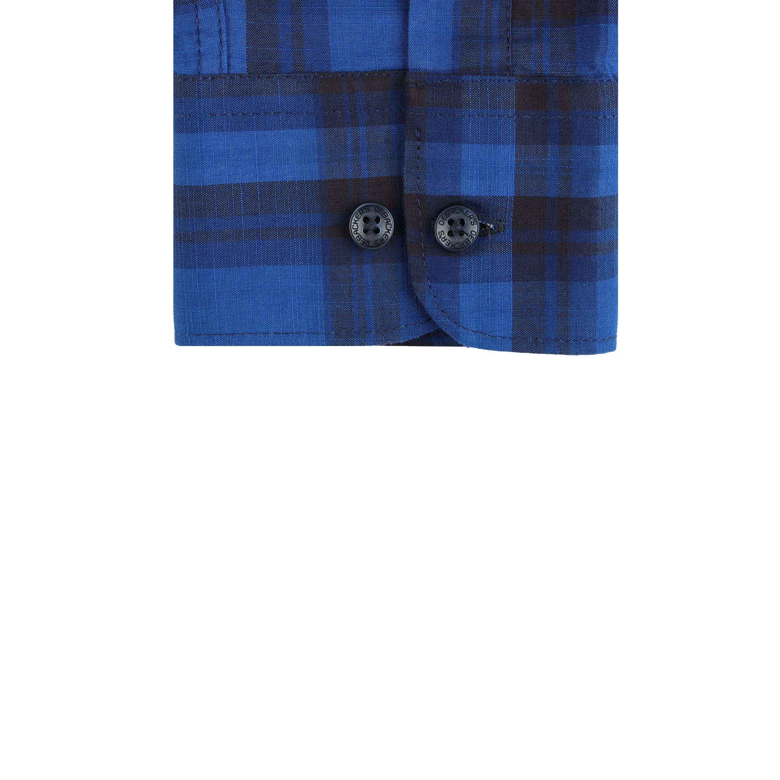 Checked Navy  Cotton Slim Casual Shirt