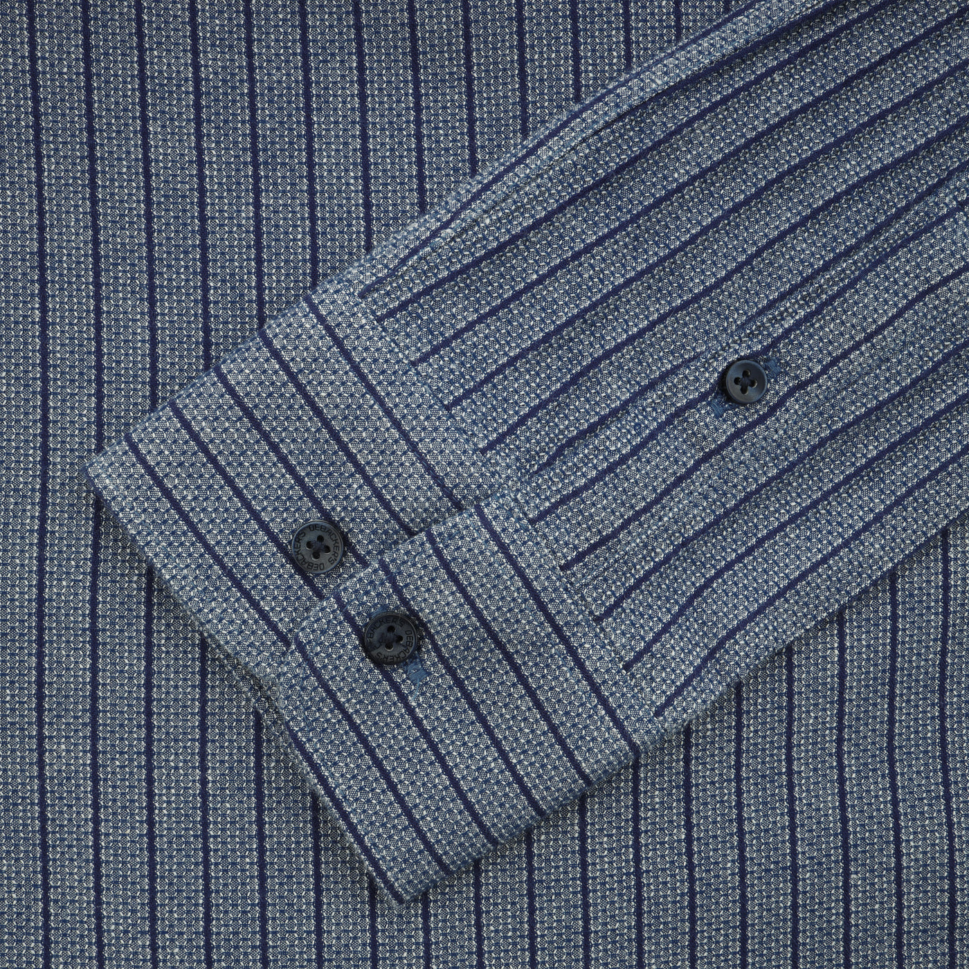 Slim Striped Jacquard Corn Flower Blue Cotton Casual Shirt