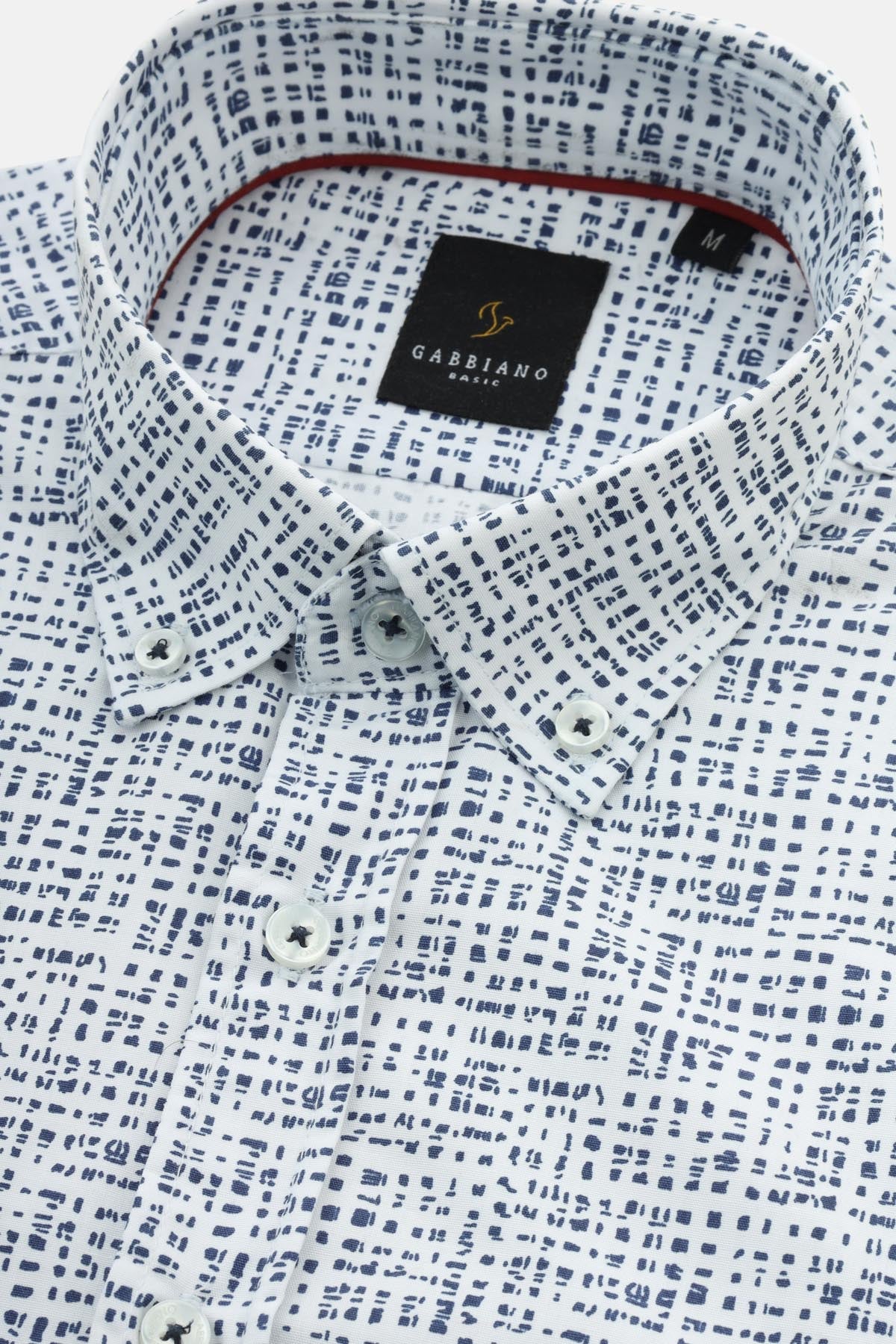 Printed White & Navy Casual Shirt