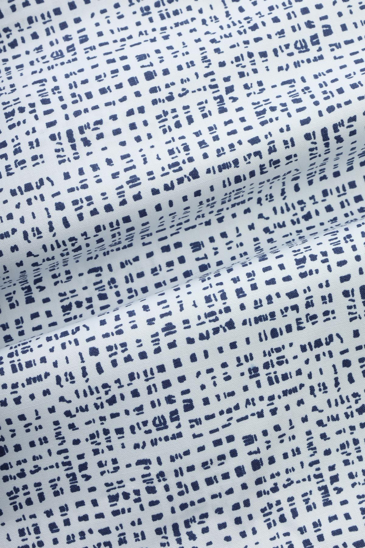 Printed White & Navy Casual Shirt