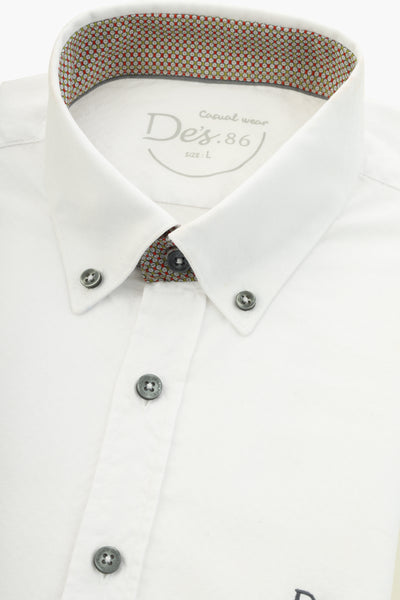 Jacquard White Smart Casual Shirt