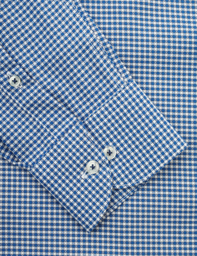 Checked White & Blue Cotton Casual Shirt