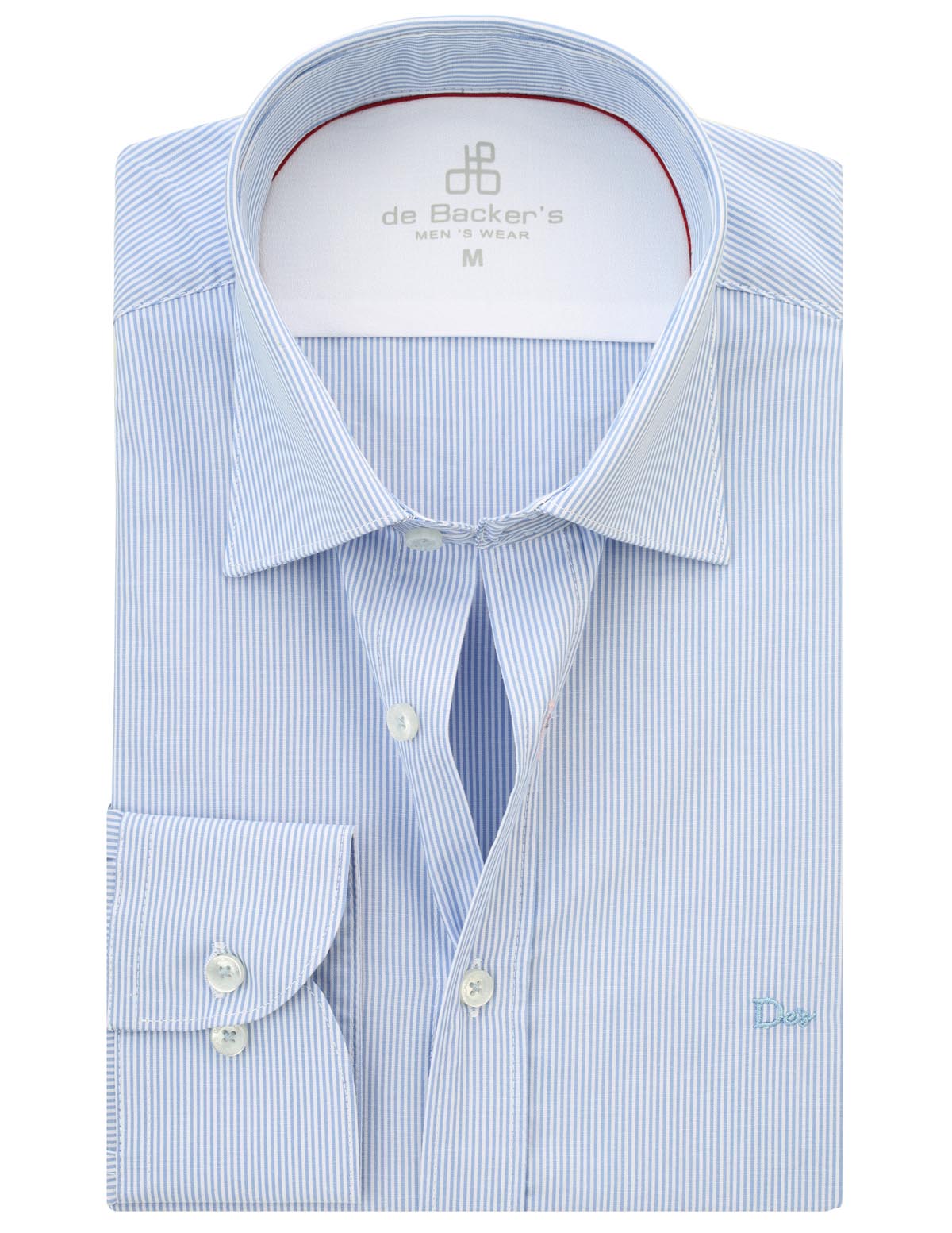 Striped  Light Blue Cotton Smart Casual Shirt