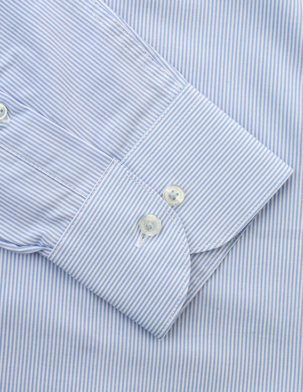 Striped  Light Blue Cotton Smart Casual Shirt