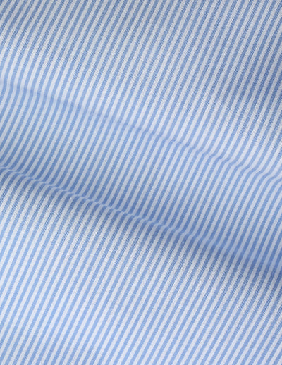 Striped  Light Blue Cotton Smart Casual Shirt