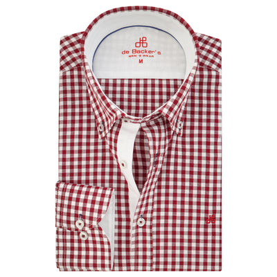 Checked Red & White  Cotton Casual Shirt