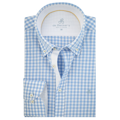 Checked  Light Blue & White Cotton Casual Shirt