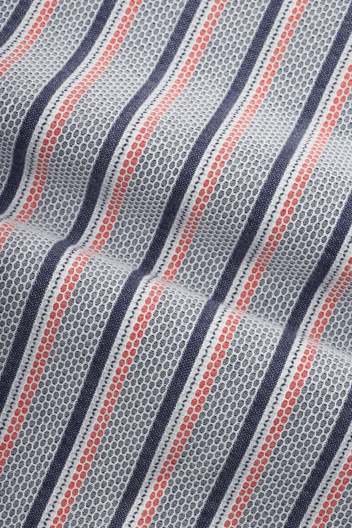 Jacquard Hexagonal Pattern Navy & Red Casual Shirt - 4