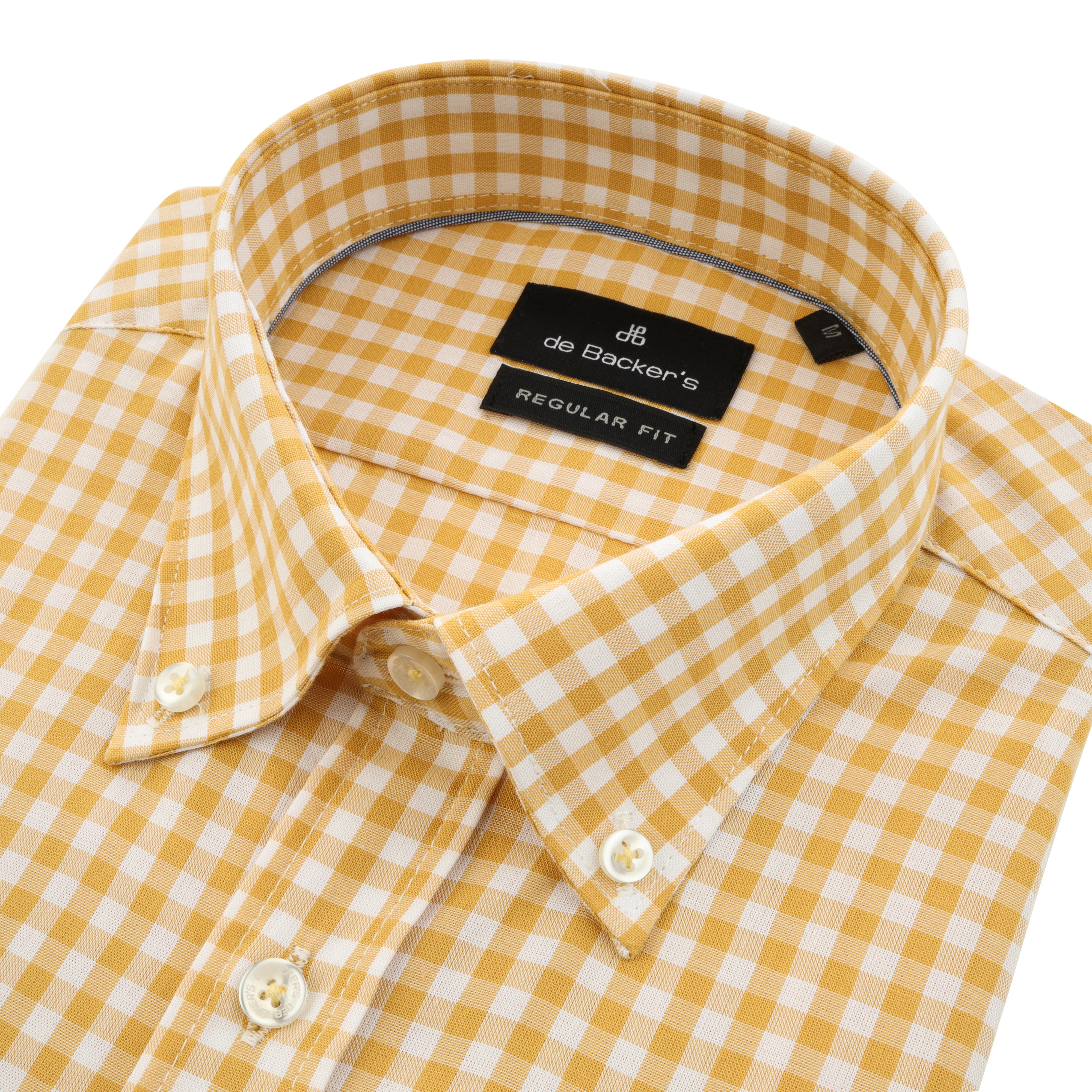 Checked Yellow Short Sleeves Cotton Shirt