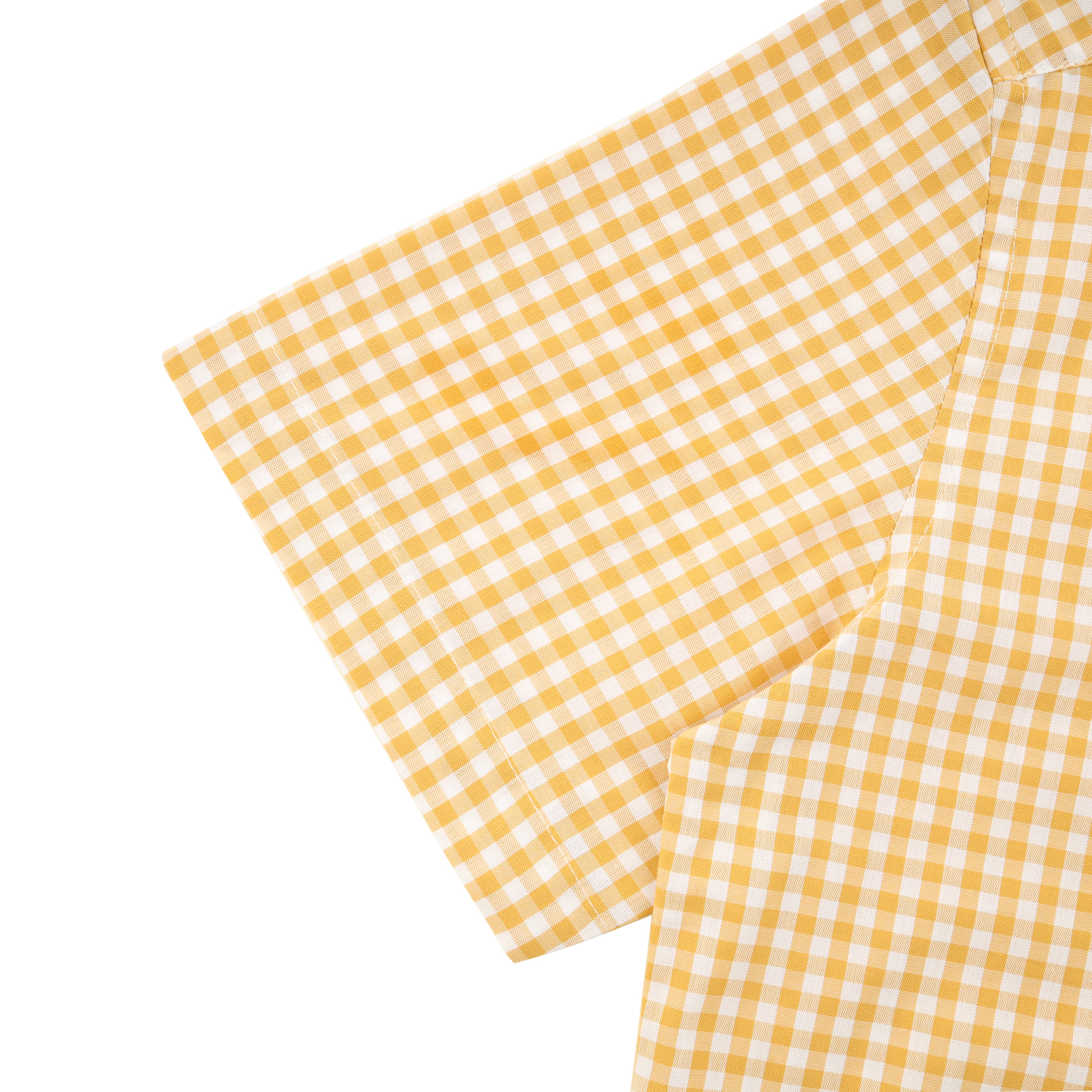 Checked Yellow Short Sleeves Cotton Shirt