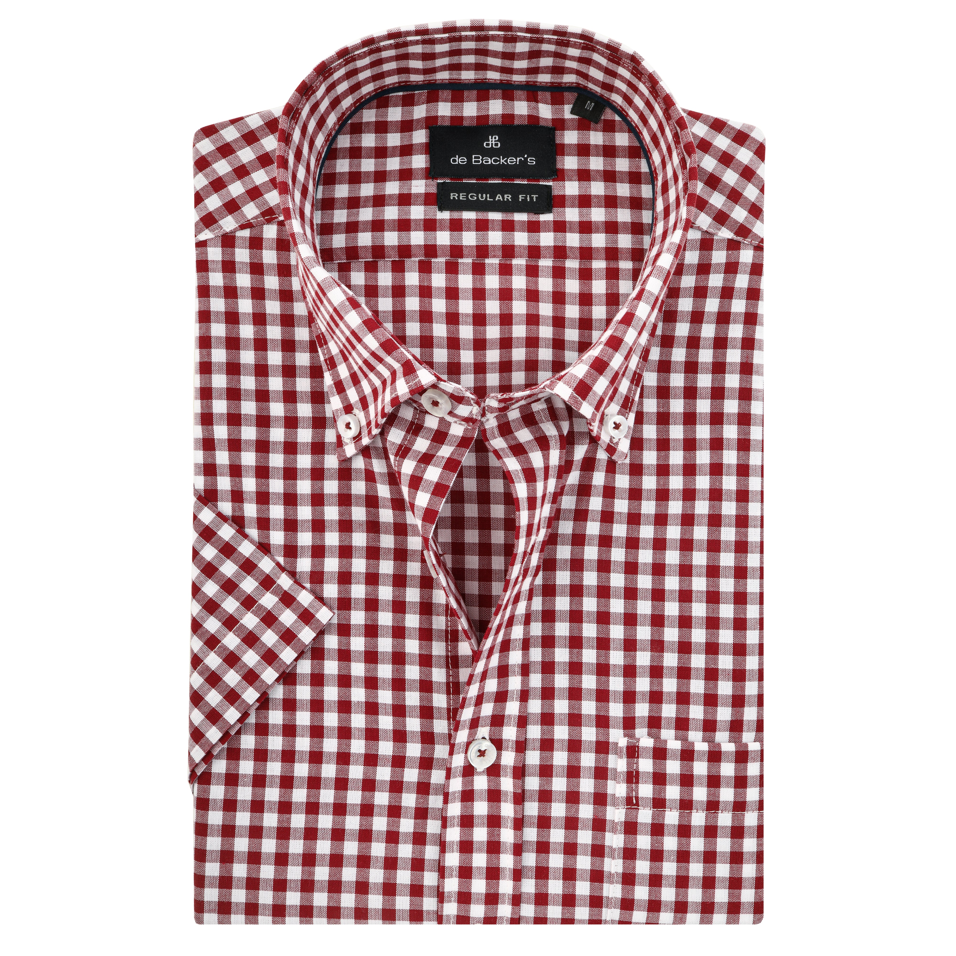 Checked Red & White Cotton Short Sleeves Shirt