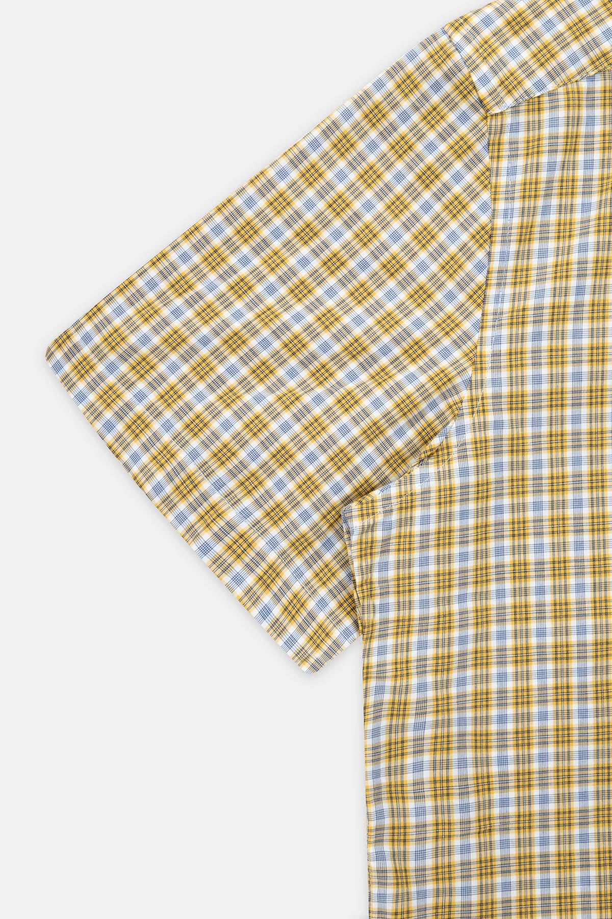 Checked Sheen Gold & White Cotton Short Sleeves Shirt