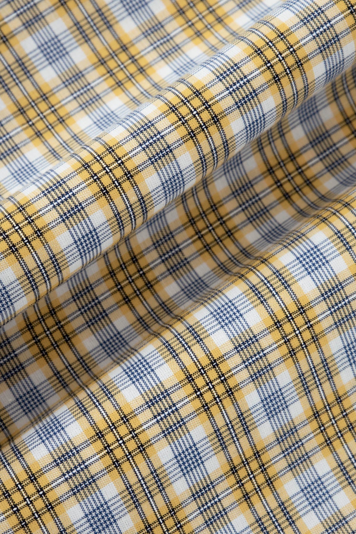 Checked Sheen Gold & White Cotton Short Sleeves Shirt