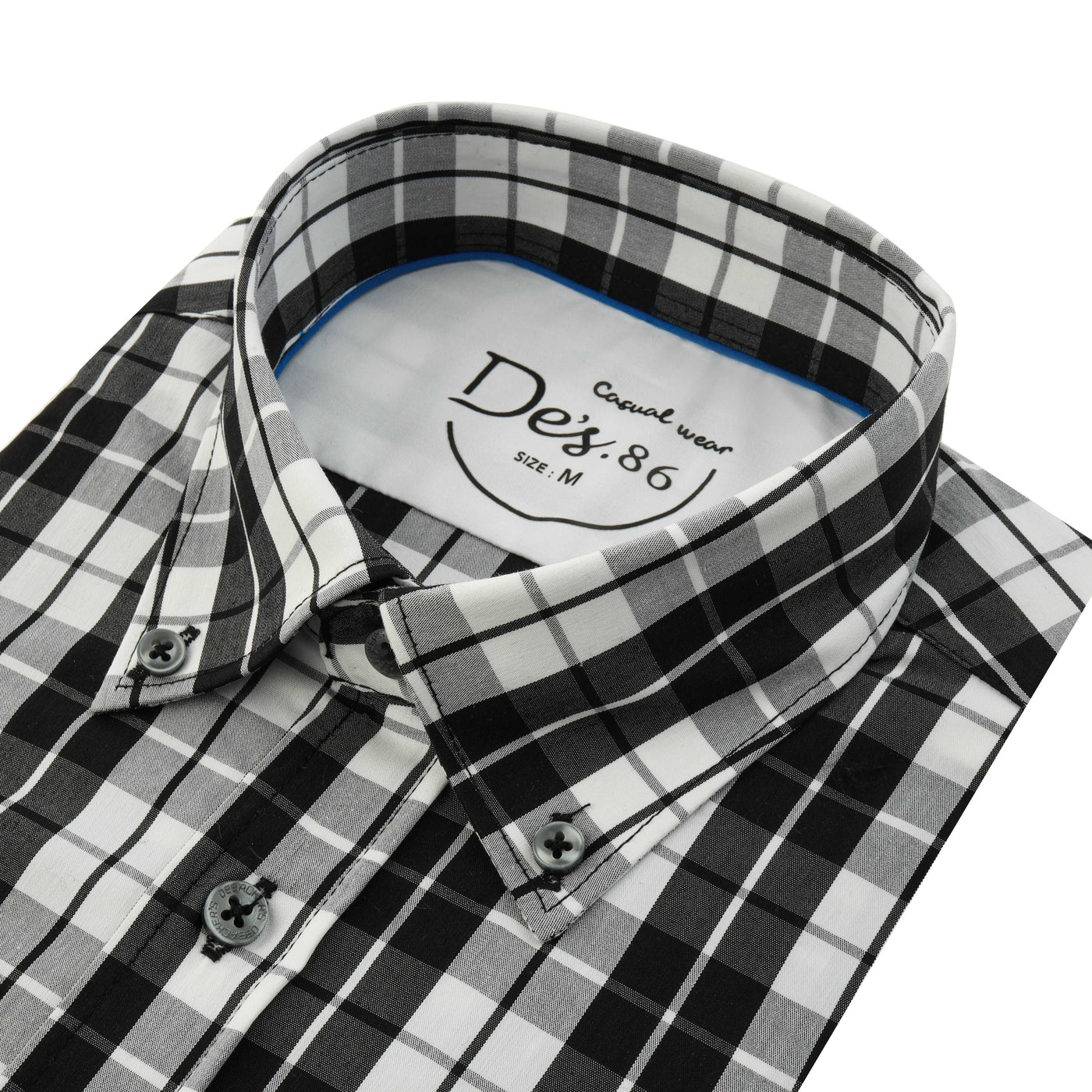 Checked Black & White Cotton Short Sleeves Shirt