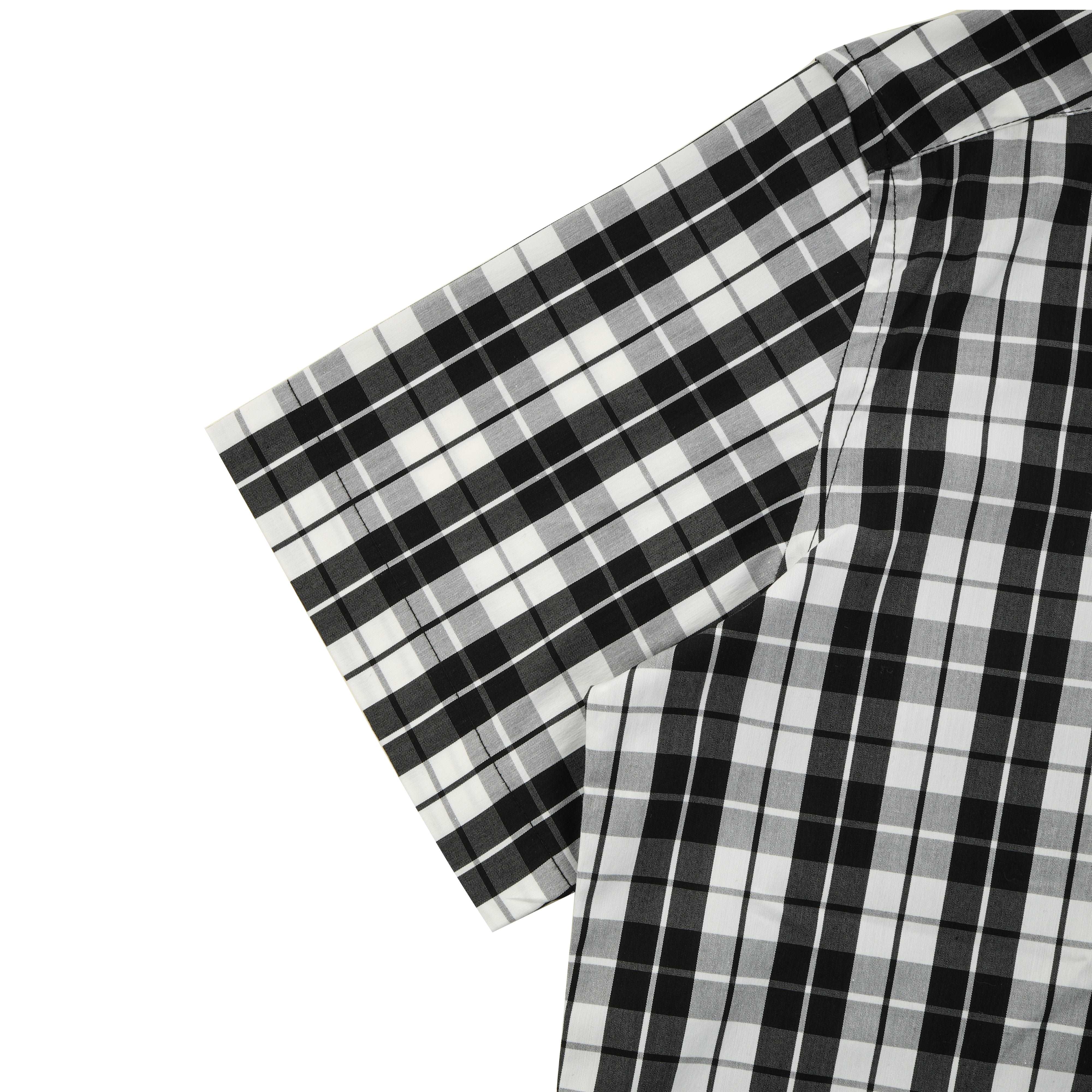 Checked Black & White Cotton Short Sleeves Shirt