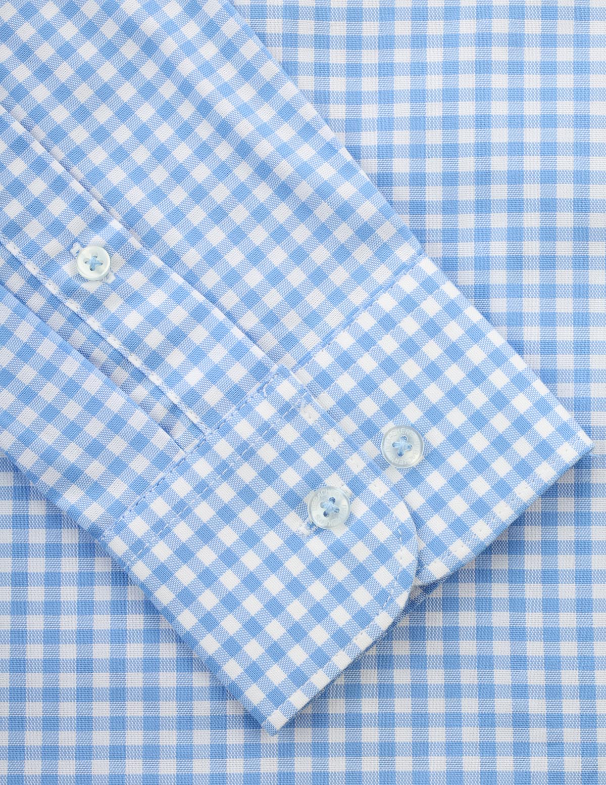 Checked Light Blue Cotton  Casual Shirt