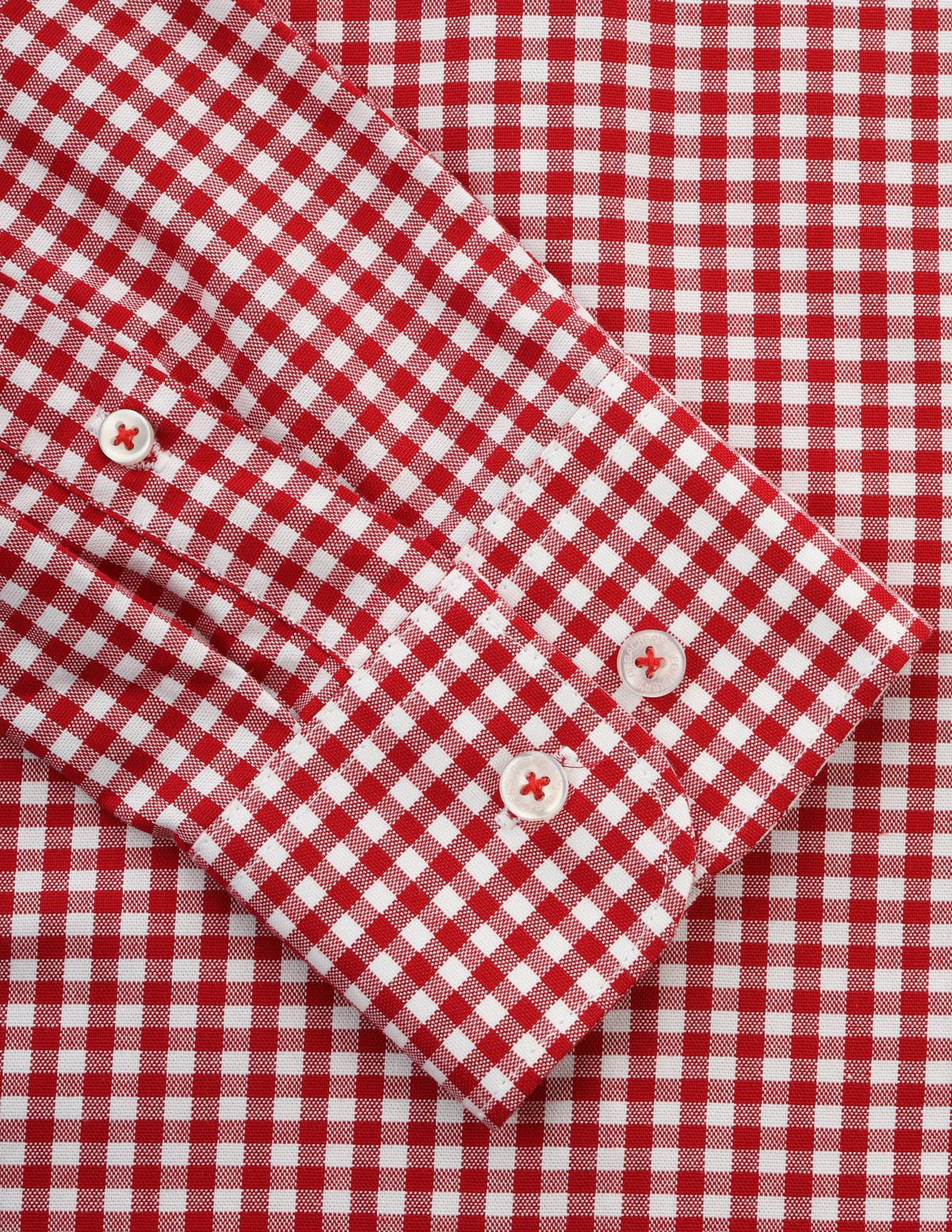 Checked  Red Cotton  Casual Shirt