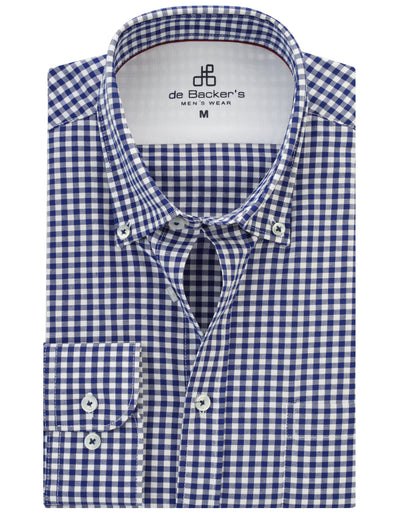 Checked  Blue Cotton  Casual Shirt