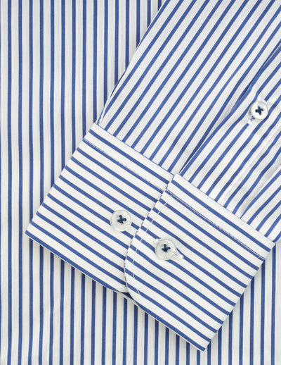 Striped  Blue Cotton  Casual Shirt
