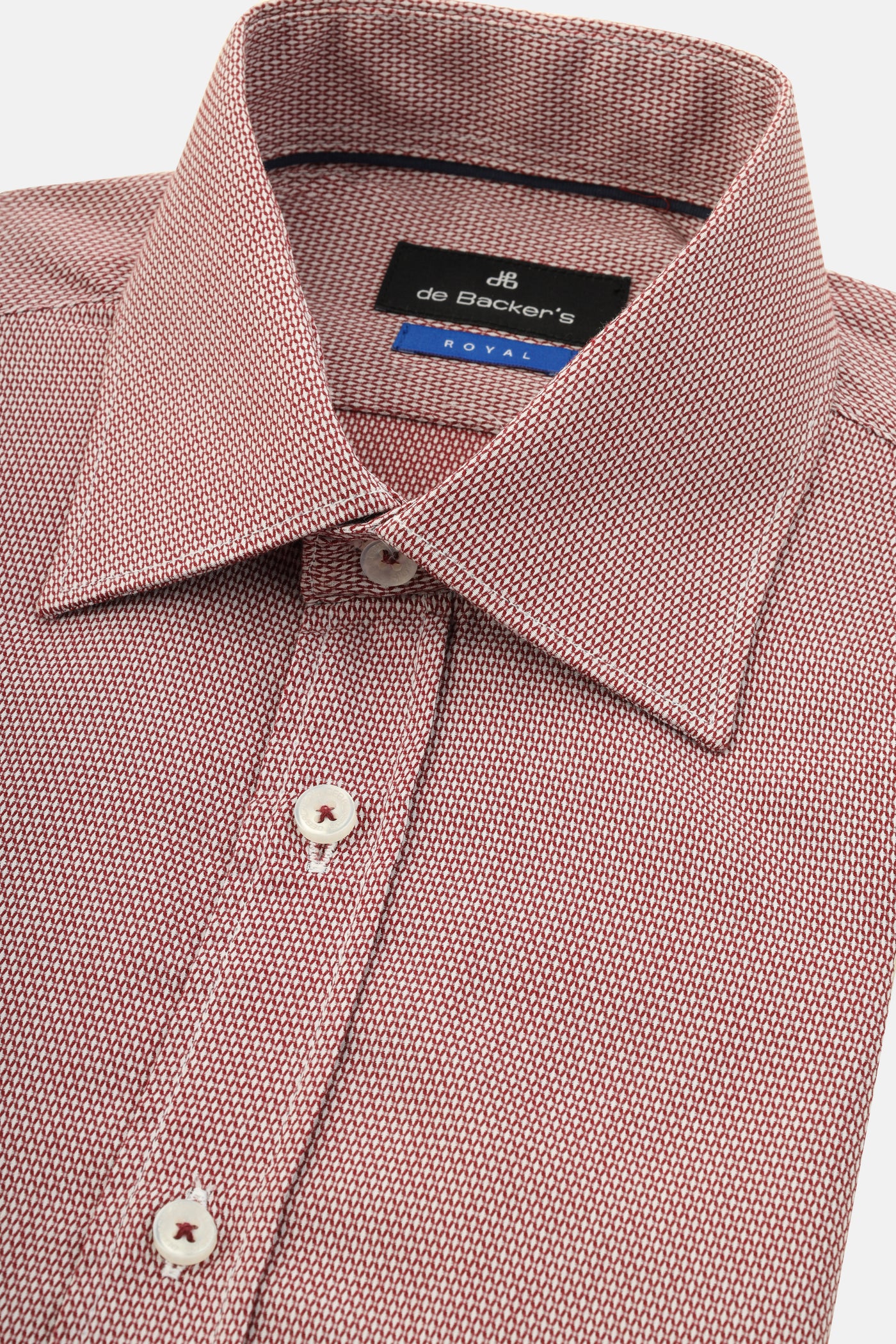 patterned Dark Red  & White Cotton Smart Casual Shirt