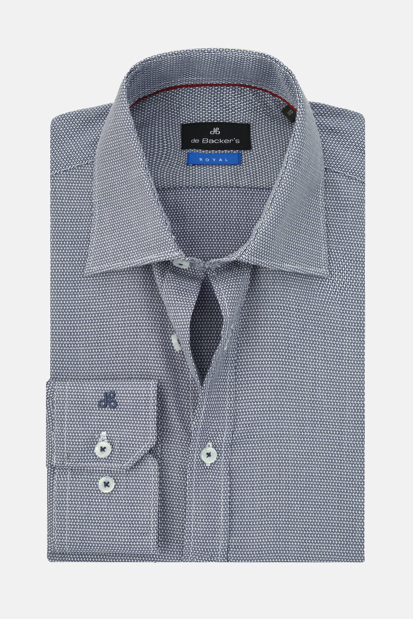 patterned Navy  & White Cotton Smart Casual Shirt
