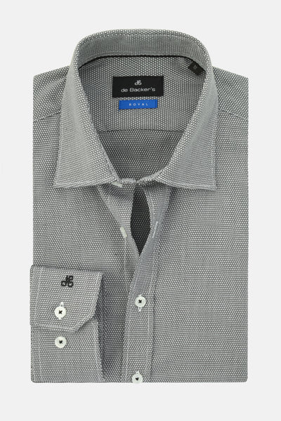 patterned White & Black Cotton Smart Casual Shirt