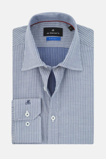 Striped Blue & White Smart Casual Shirt - 1