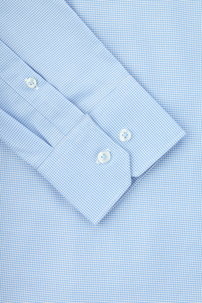 Patterned Light Blue &White Cotton Smart Casual Shirt