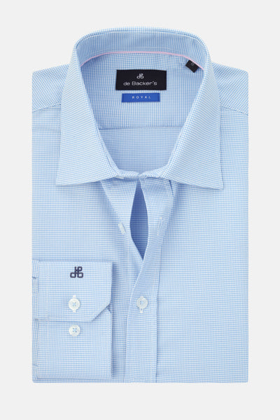 Patterned Light Blue &White Cotton Smart Casual Shirt
