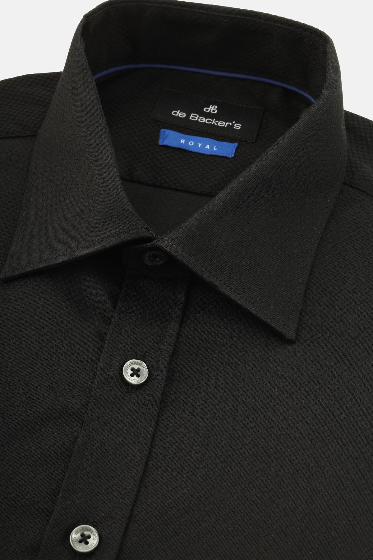 Jacquard Black Cotton Smart Casual Shirt