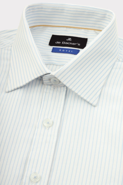 Striped White  & Light Blue Cotton Simi Classic Shirt