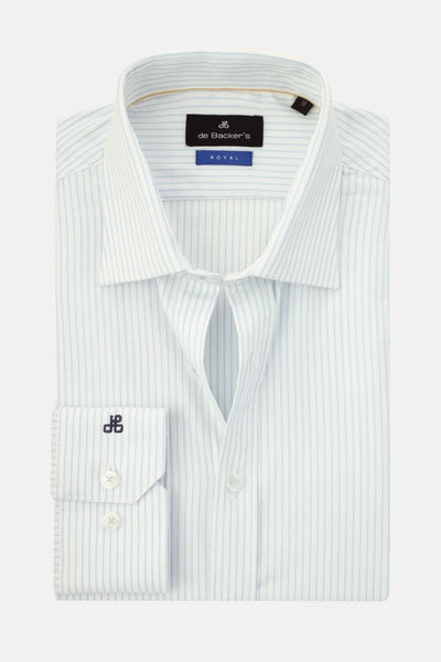 Striped White  & Light Blue Cotton Smart Casual Shirt