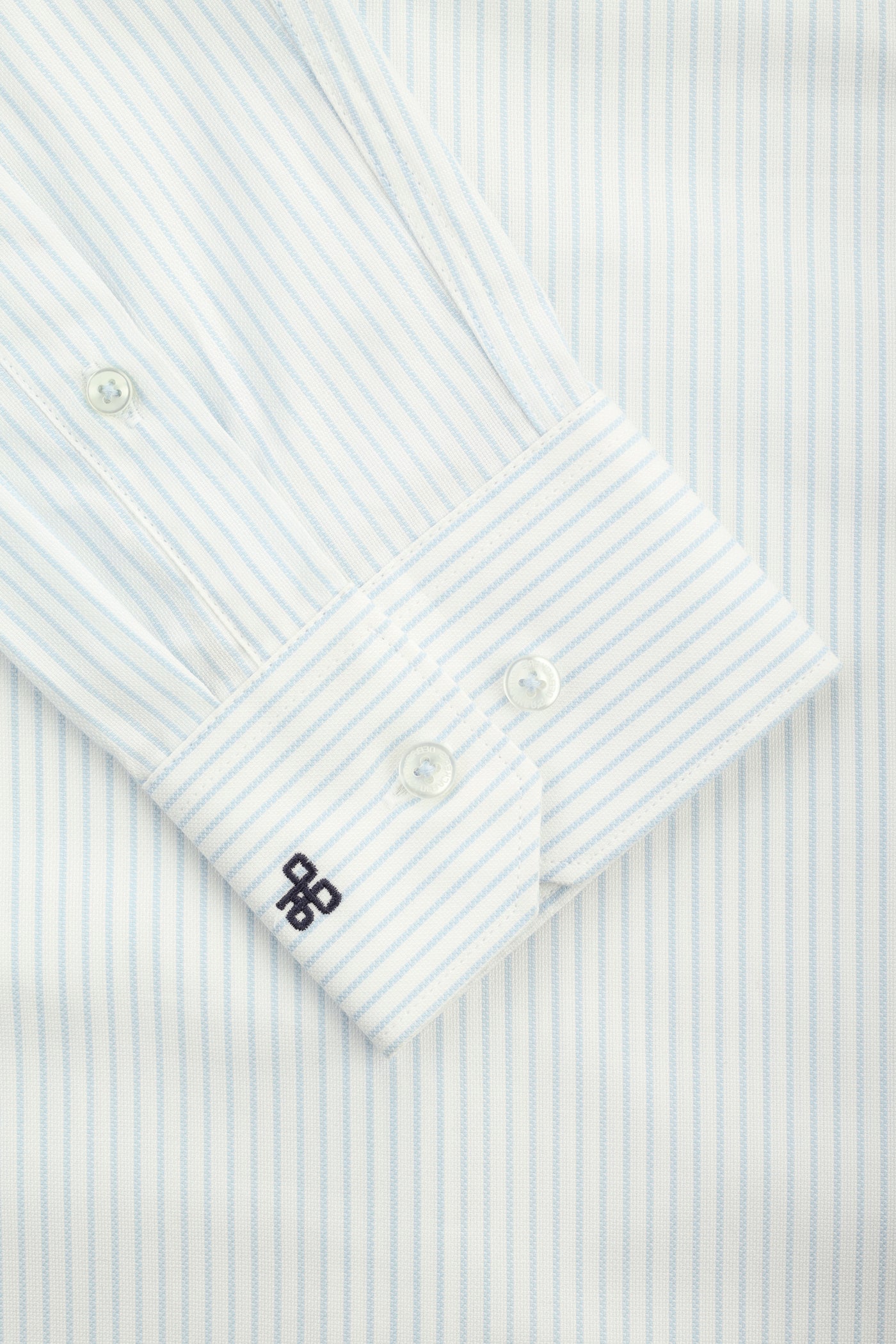 Striped White  & Light Blue Cotton Simi Classic Shirt
