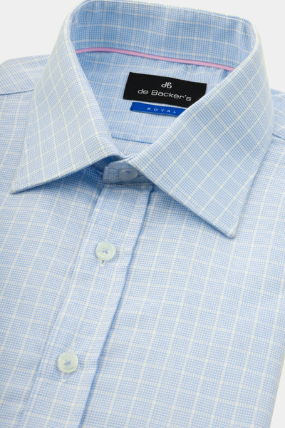 Checked Light Blue & White Semi Classic Shirt