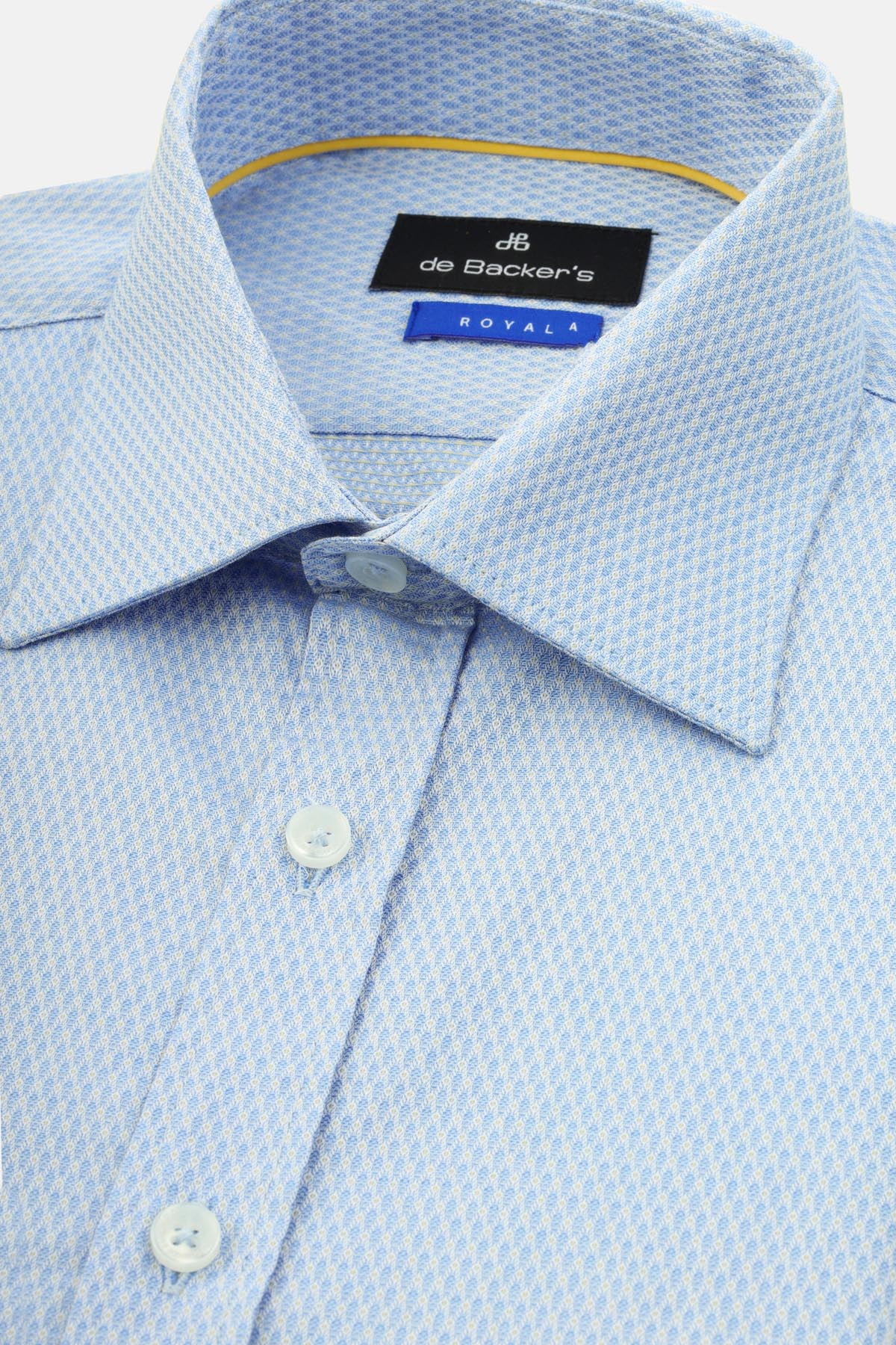 Patterned Light Blue &White Cotton Smart Casual Shirt