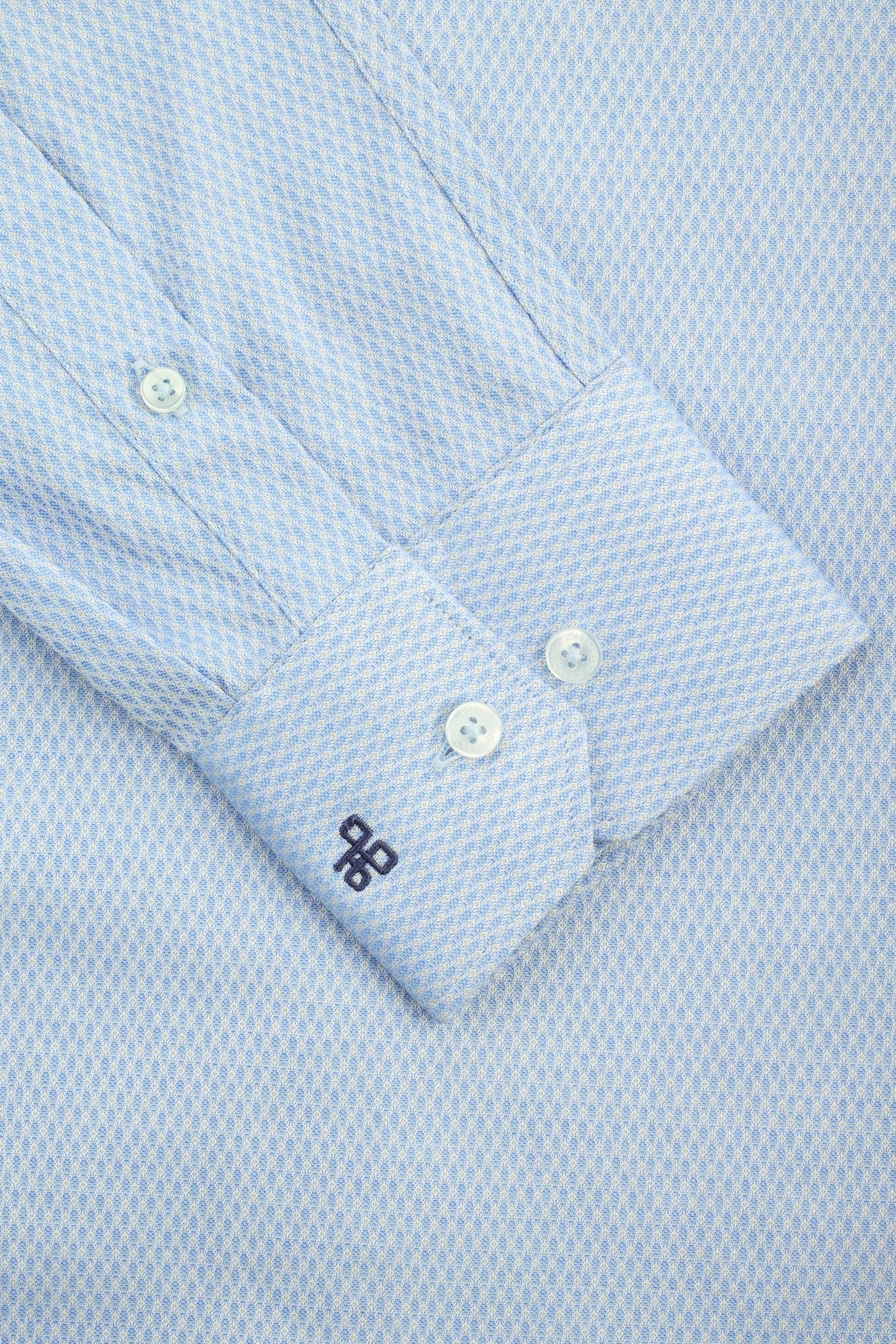 Patterned Light Blue &White Cotton Simi Classic Shirt