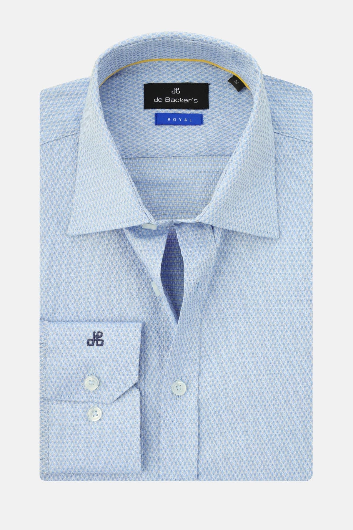 Patterned Light Blue &White Cotton Smart Casual Shirt