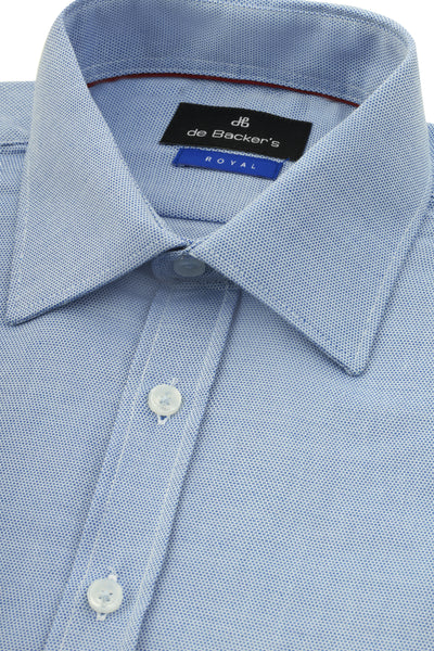 Jacquard Light Blue Cotton Semi Classic Shirt