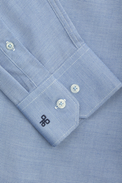 Jacquard Light Blue Cotton Smart Casual Shirt