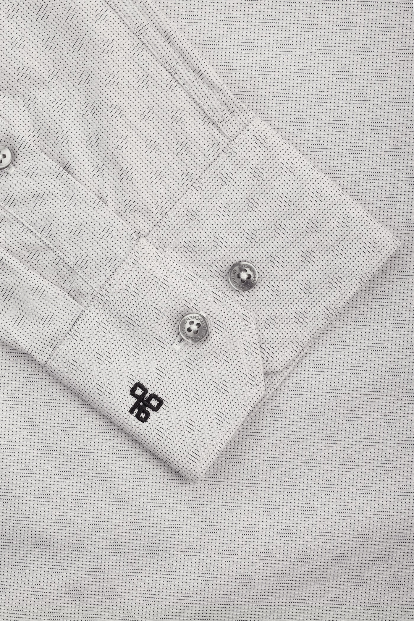 Jacquard Semi Classic Light Gray Cotton Shirt