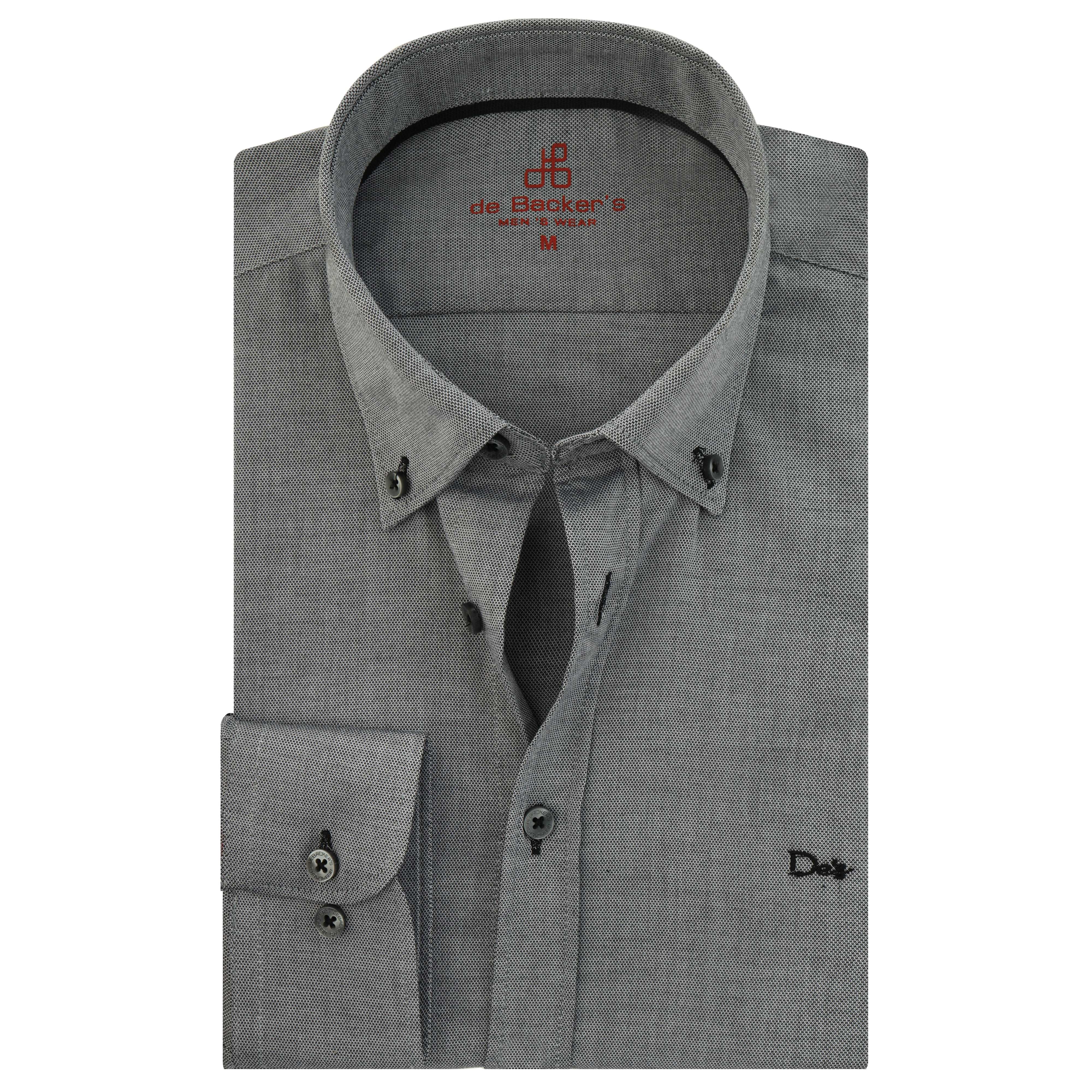 Gray Pique Casual Shirt