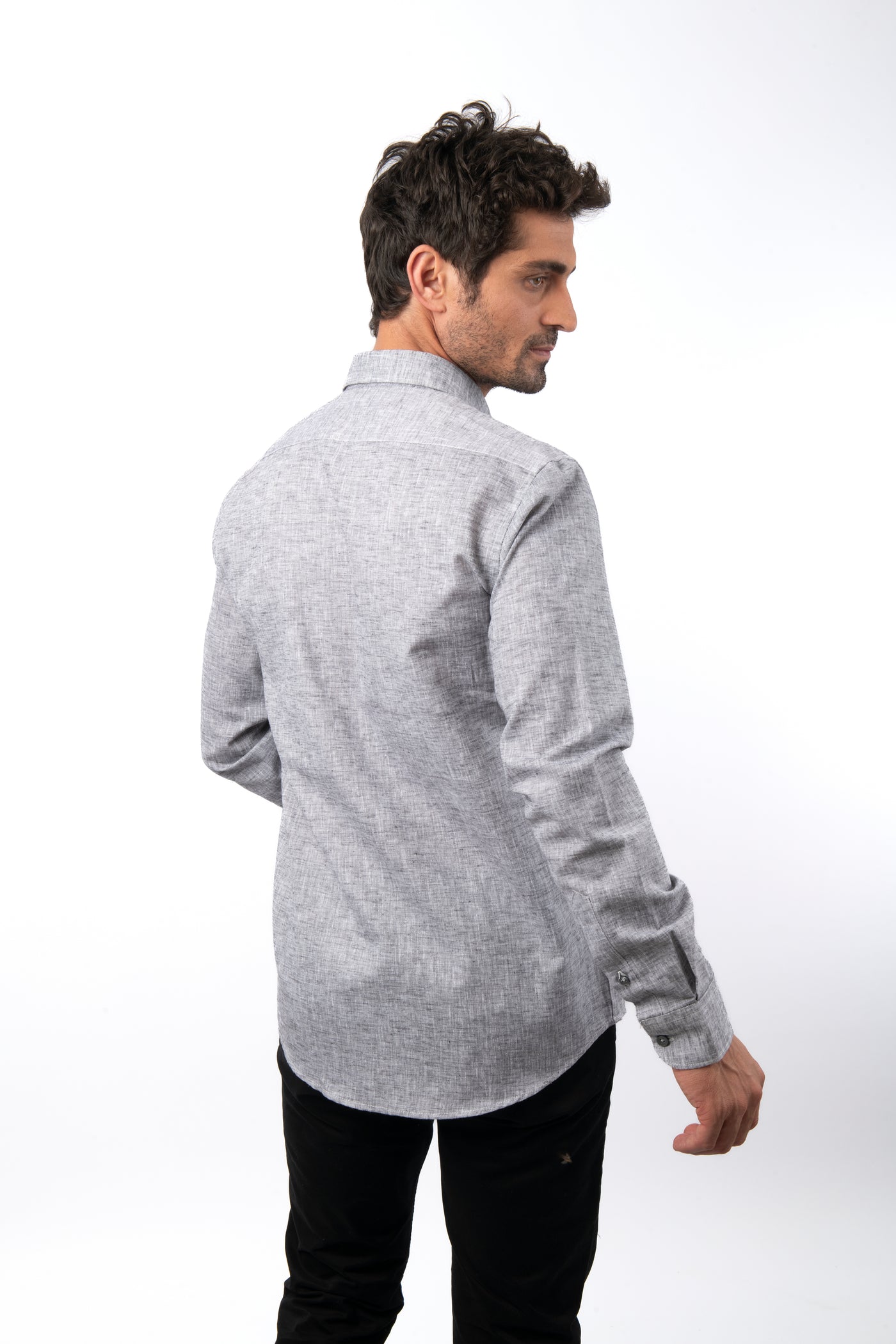 Linen Look Gray  Casual Shirt