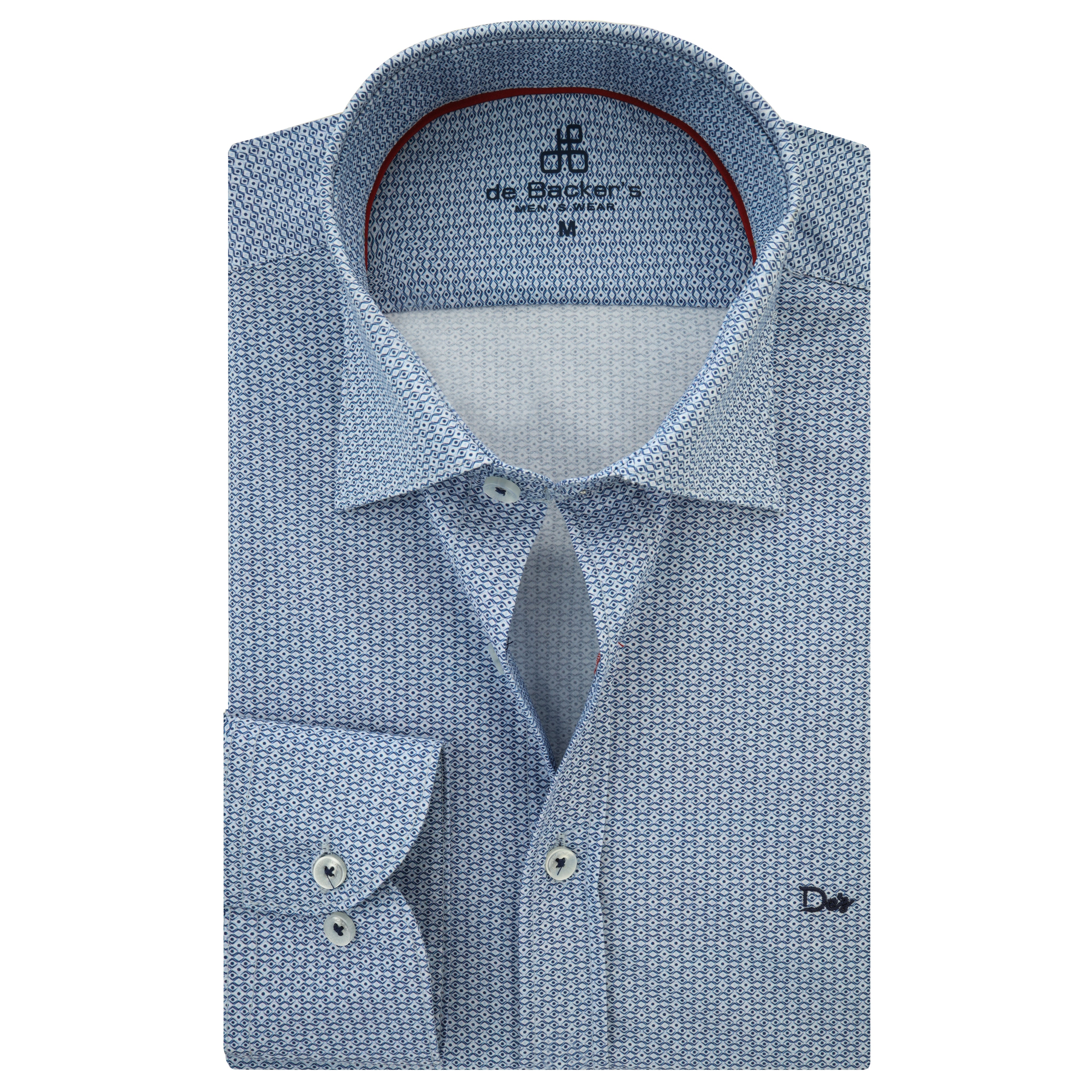 Printed  Light Blue Cotton Casual Shirt