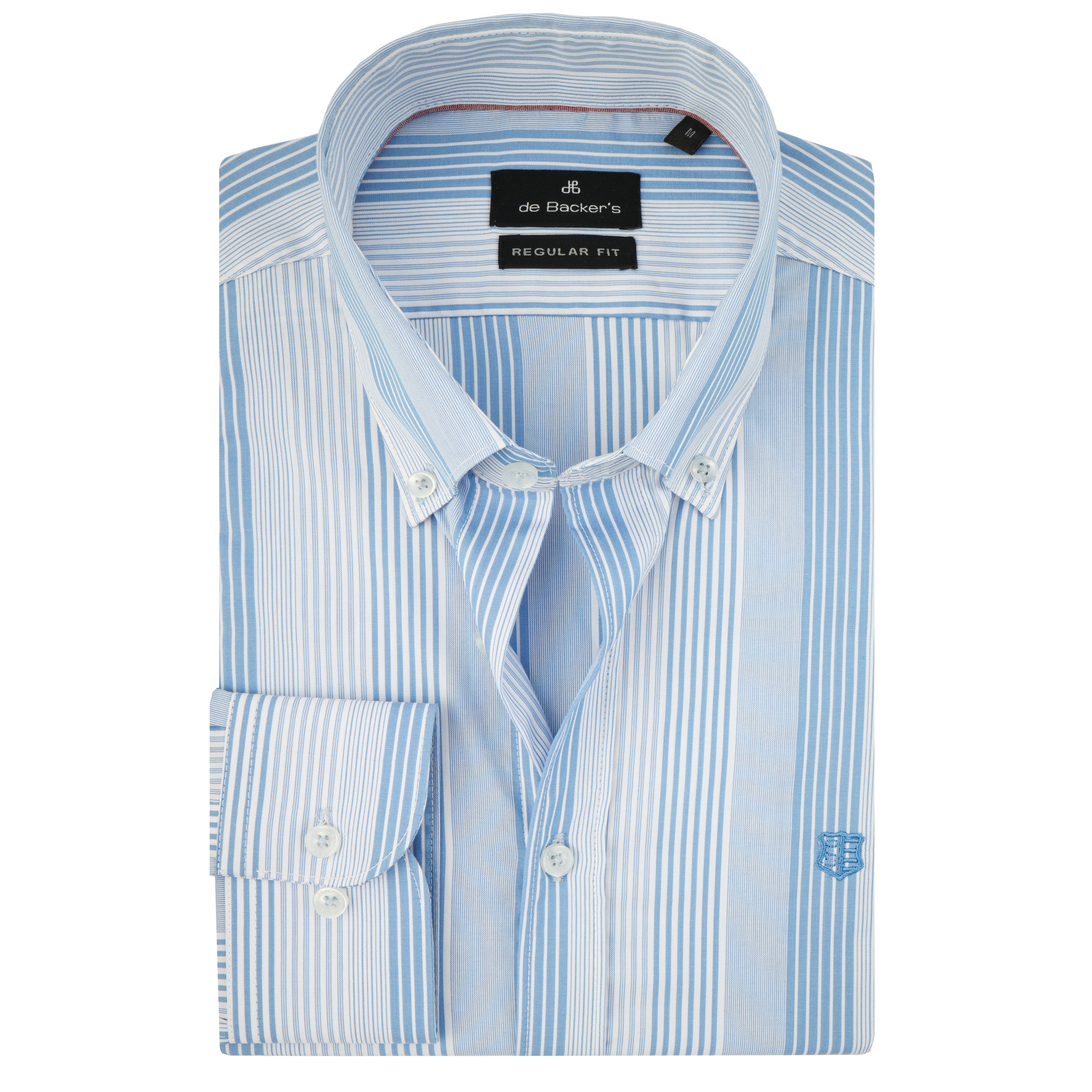 Striped  Light Blue & White Cotton Casual Shirt