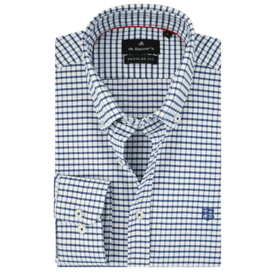 White & Blue Checked Oxford Casual Shirt