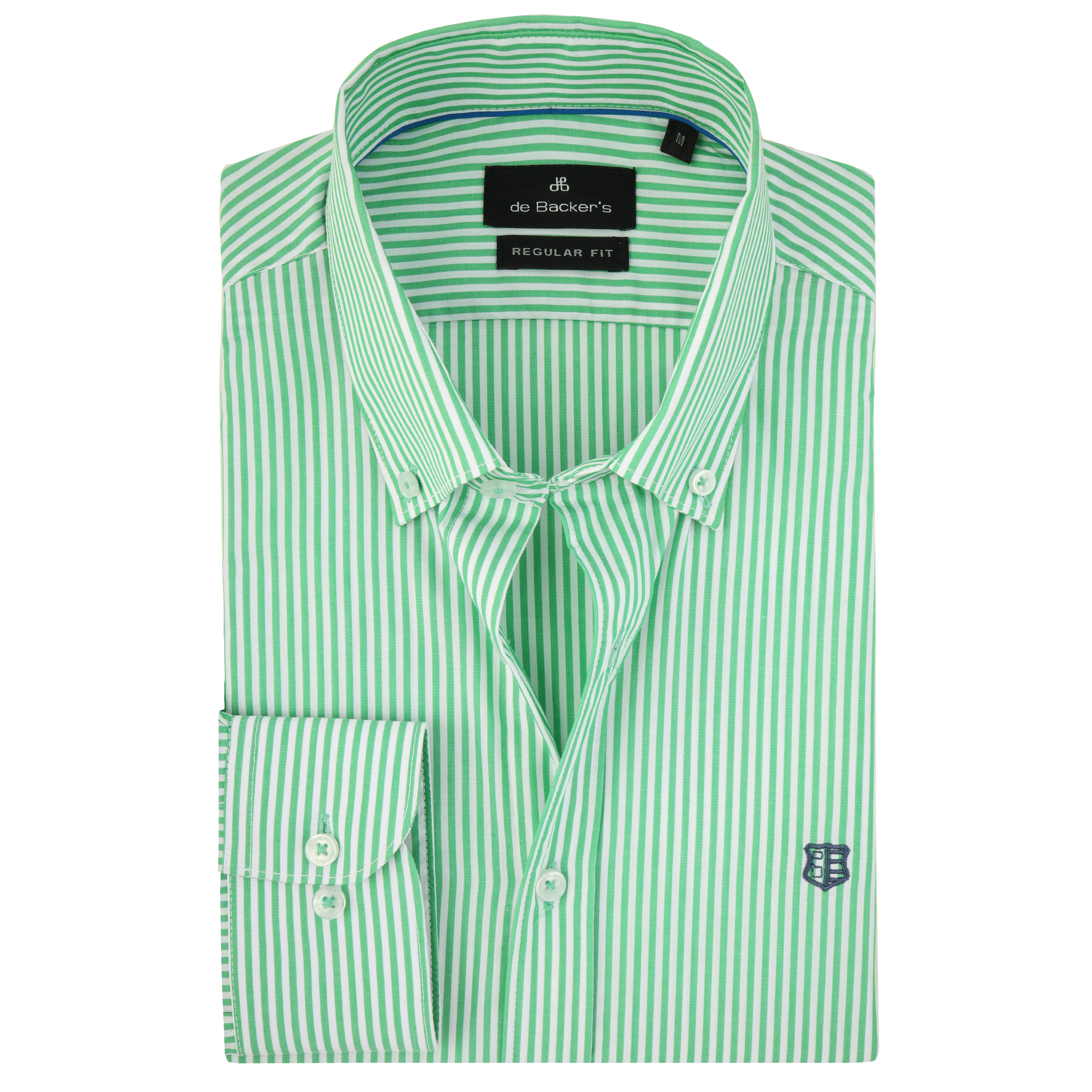 Striped White & Green Cotton Casual Shirt