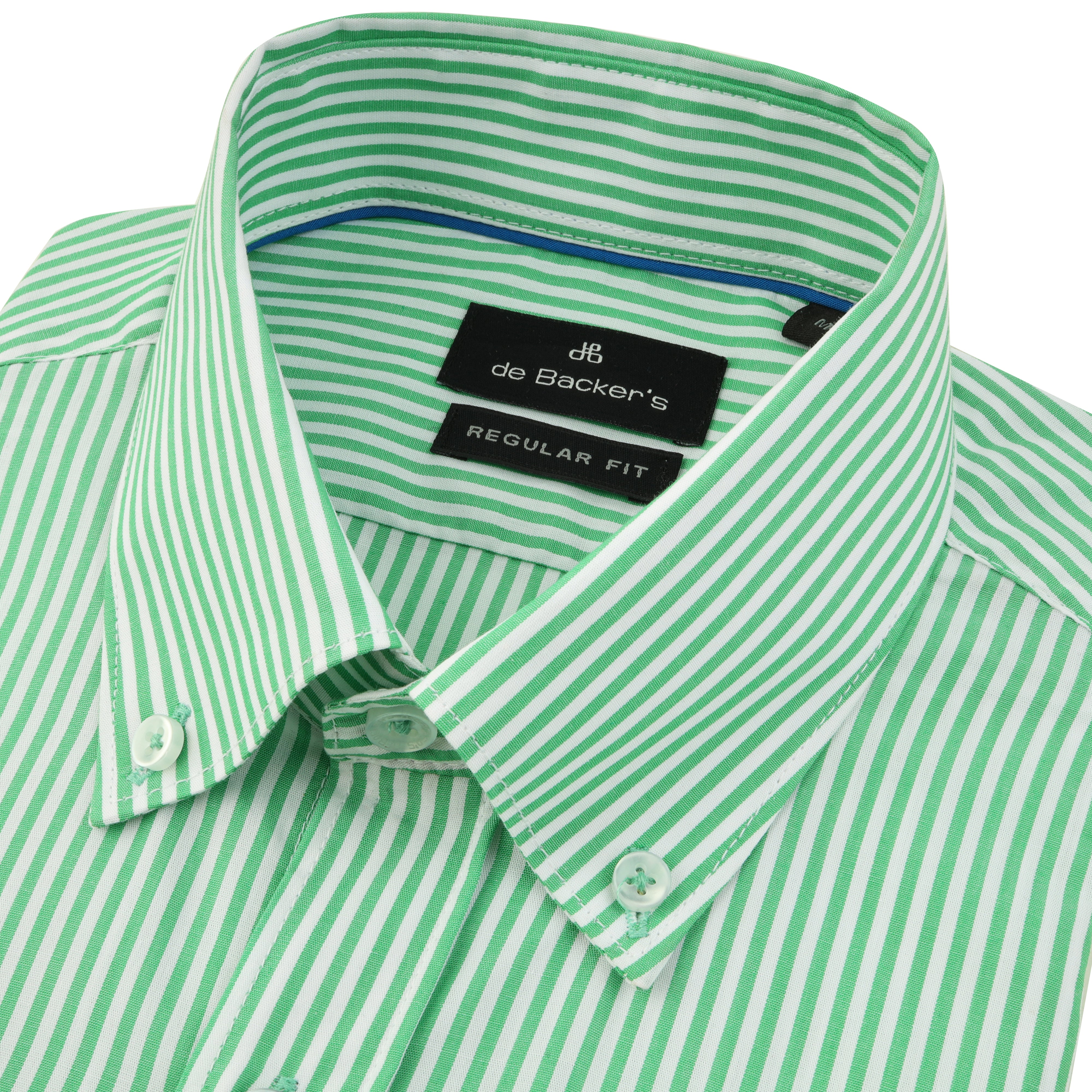 Striped White & Green Cotton Casual Shirt