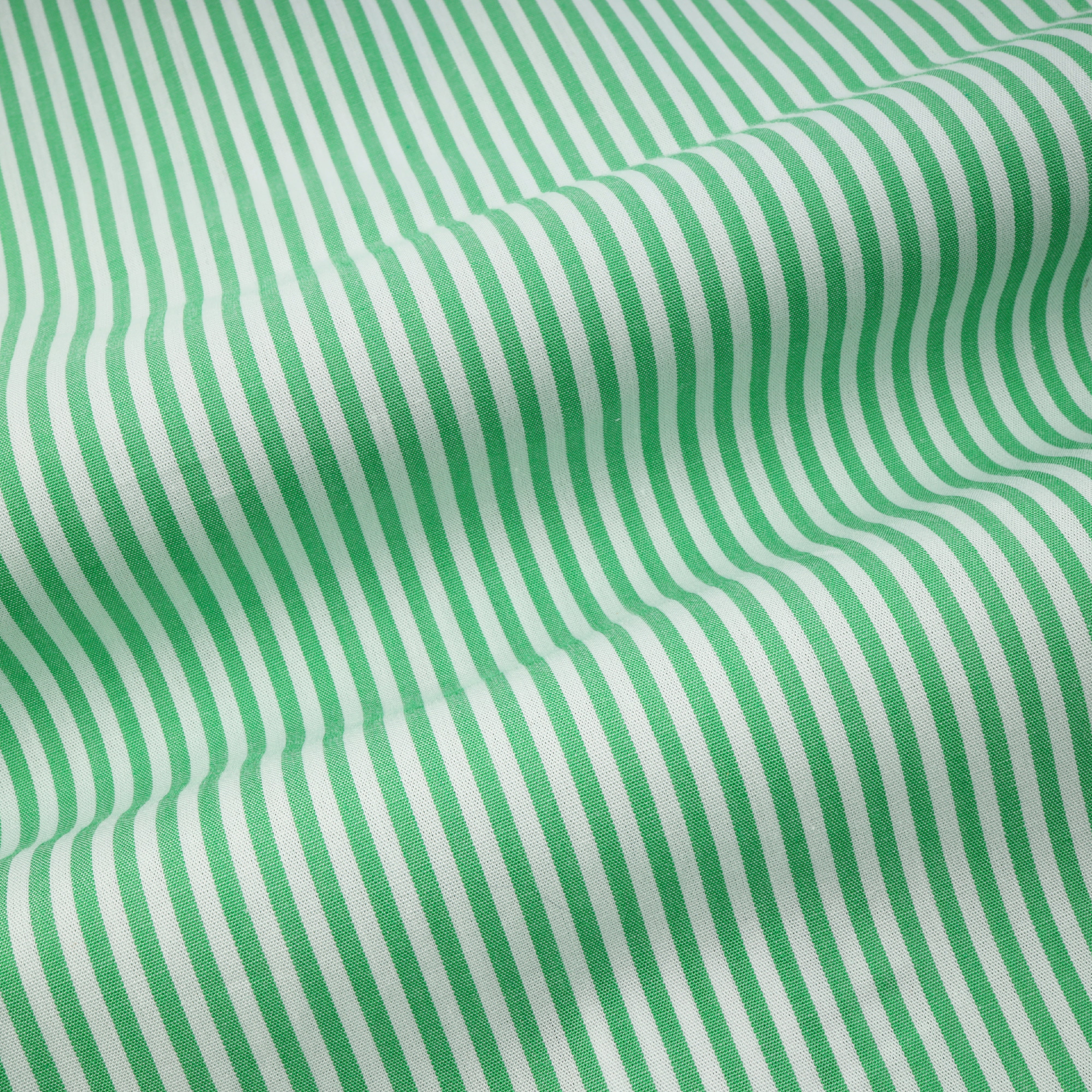 Striped White & Green Cotton Casual Shirt